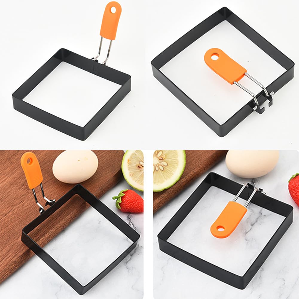 Paquete de 6 anillos de huevo grandes para freír huevos a la plancha, anillo grande de tortilla de 8 pulgadas, anillo para panqueques de 6 pulgadas, anillo redondo y cuadrado de 4 pulgadas, molde