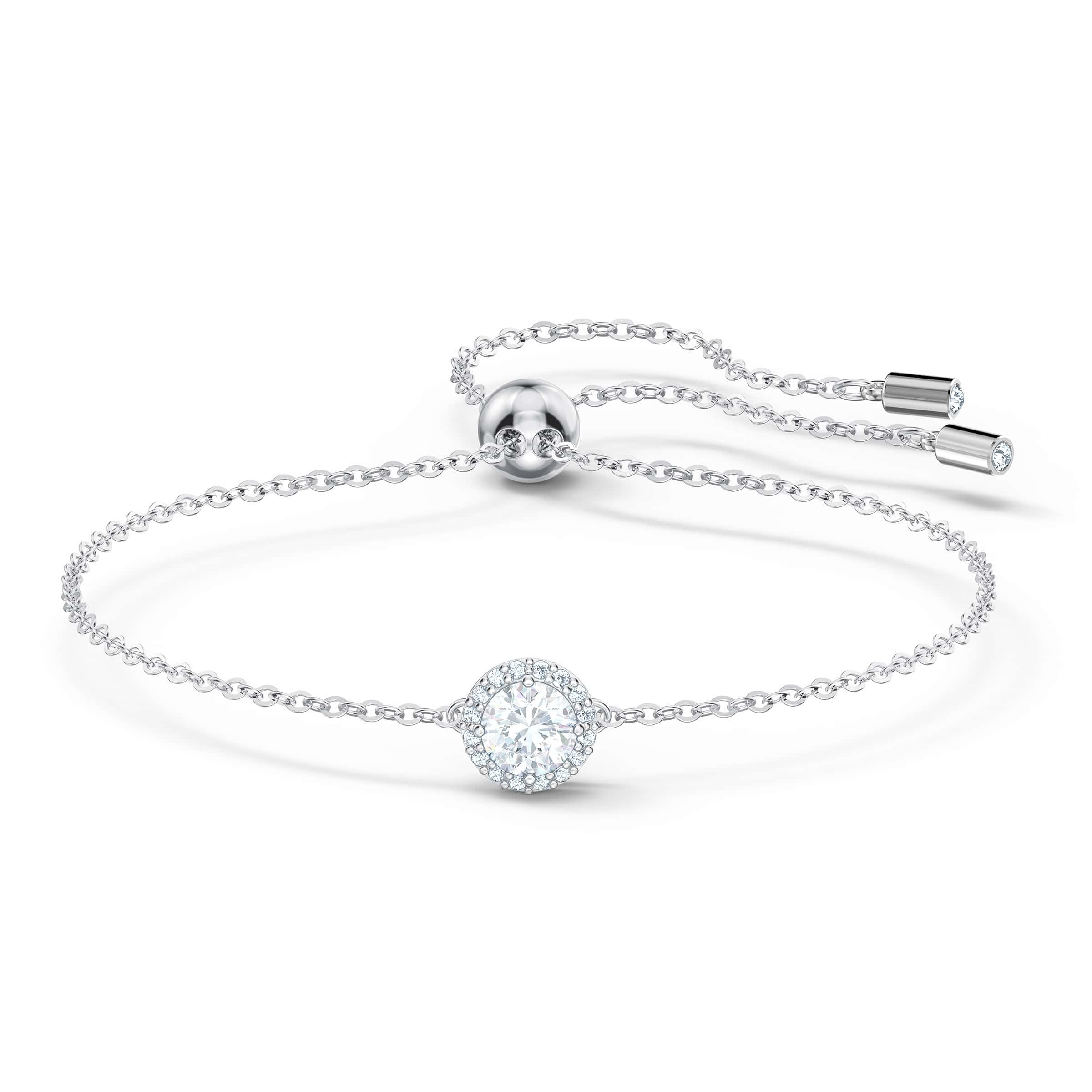 Swarovski Pulsera Una Angelic, Tallas redondas combinadas, Blanca, Baño de rodio