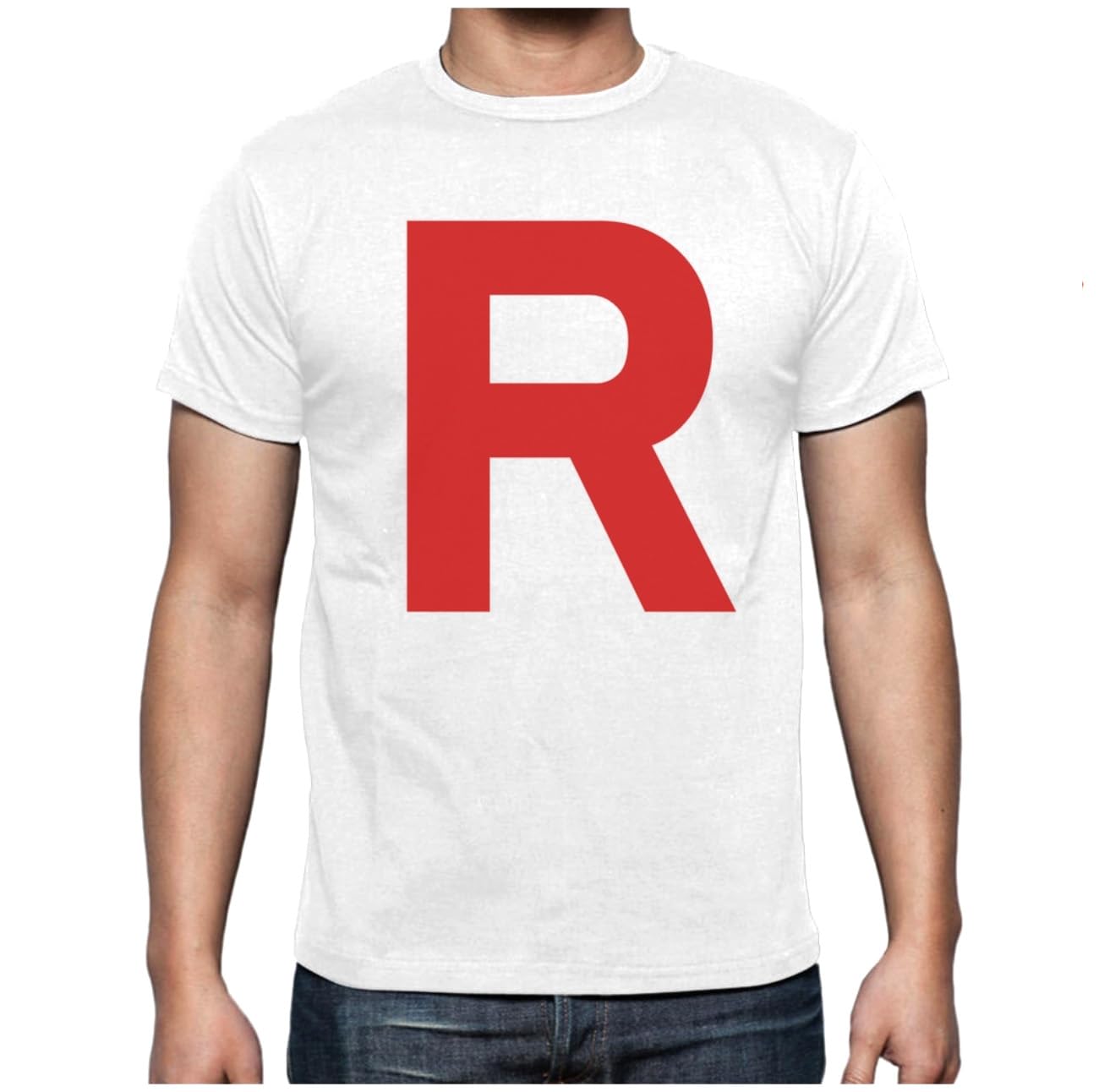 Tstars Team Rocket Costume Shirt - R Letter Halloween T-Shirt for Men - Funny Anime Tee X-Large White