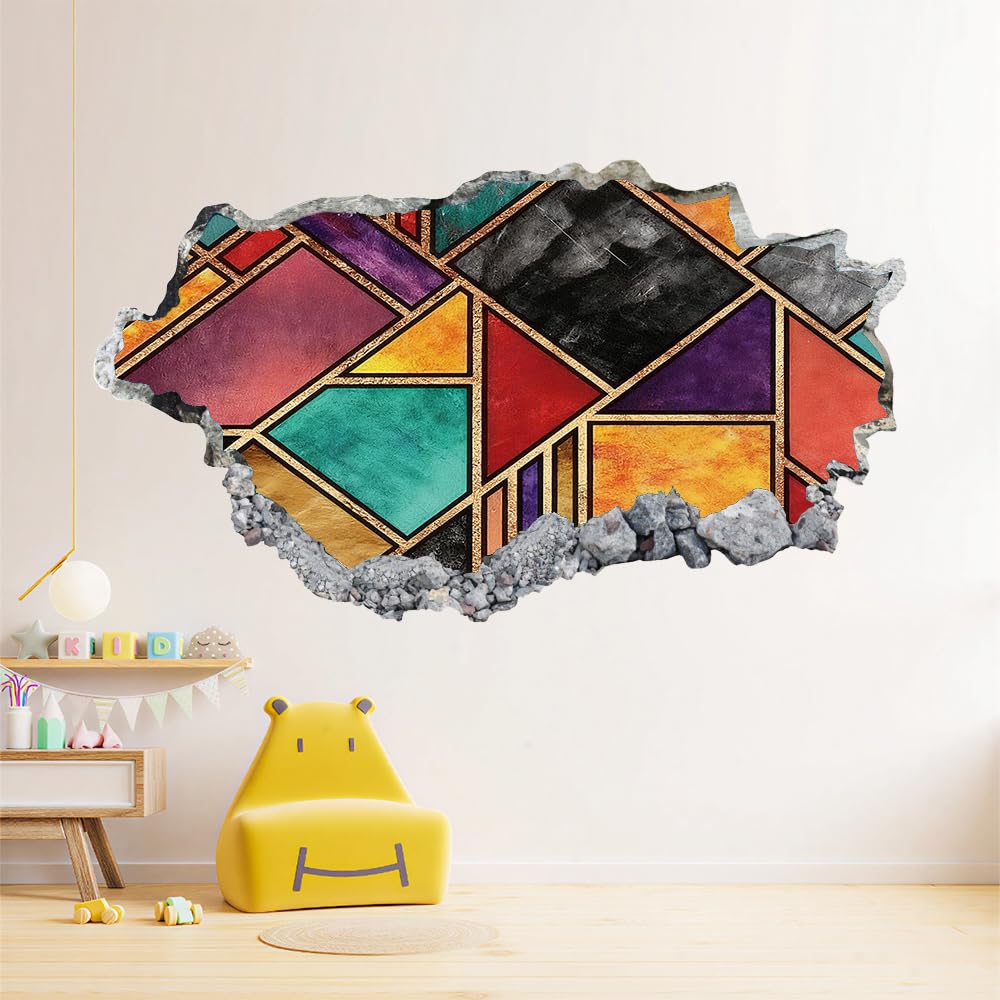 Sticker mural 3D géométrique abstrait étanche pour chambre 87x58cm