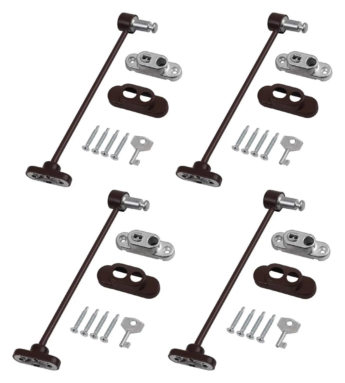 Jfnklfg 4Pcs 2Pcs/ Window Door Restrictor Brown Child Safety Security Lock Cable Catch Wire Universal For Hotel Homes For Home Office(4Pcs)