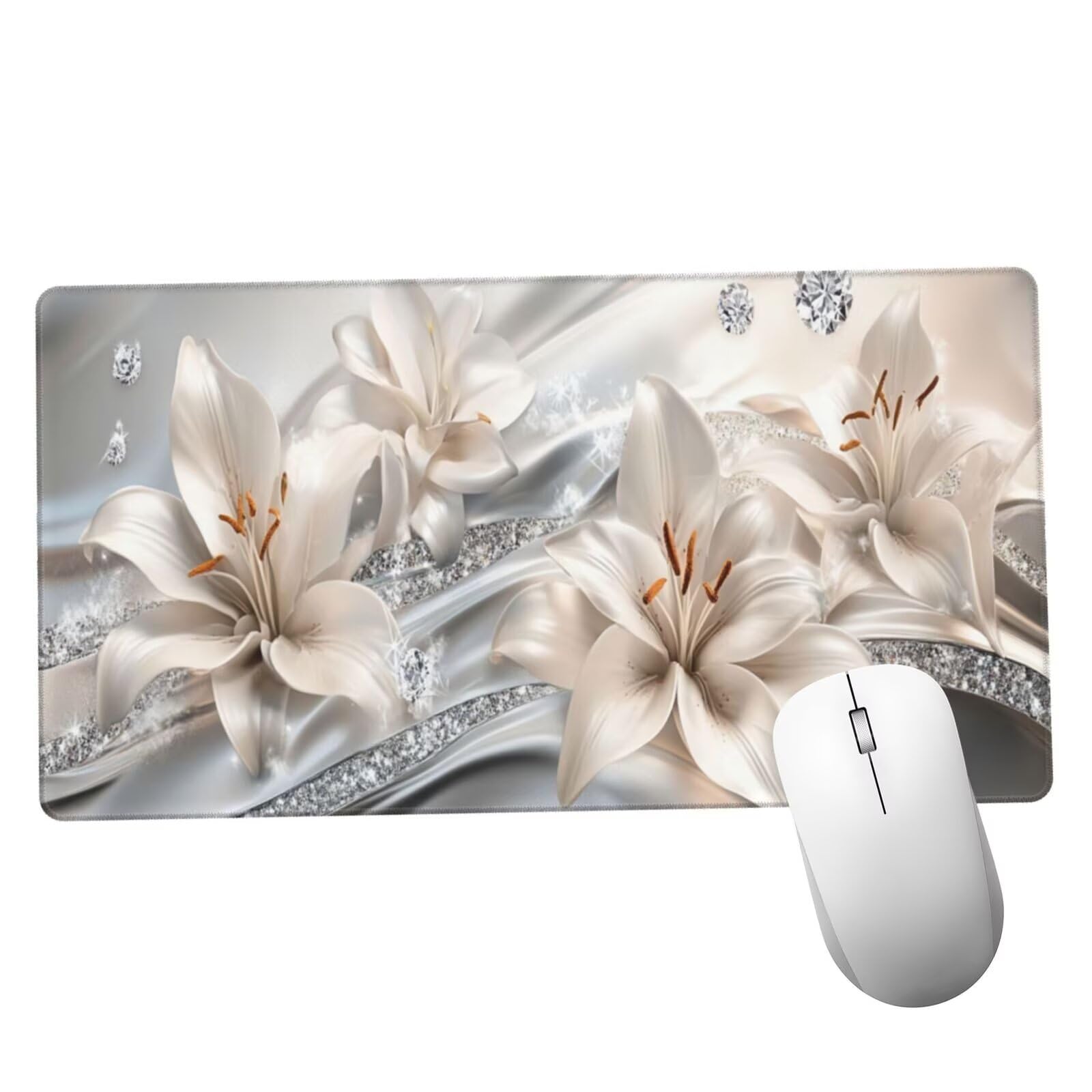 Biała podkładka pod mysz XXL Lys mata na biurko 1600 x 800 x 3 mm zmywalna podkładka do gier na laptopa, z antypoślizgową gumową podkładką do gier, PC, pracowników biurowych Y1441