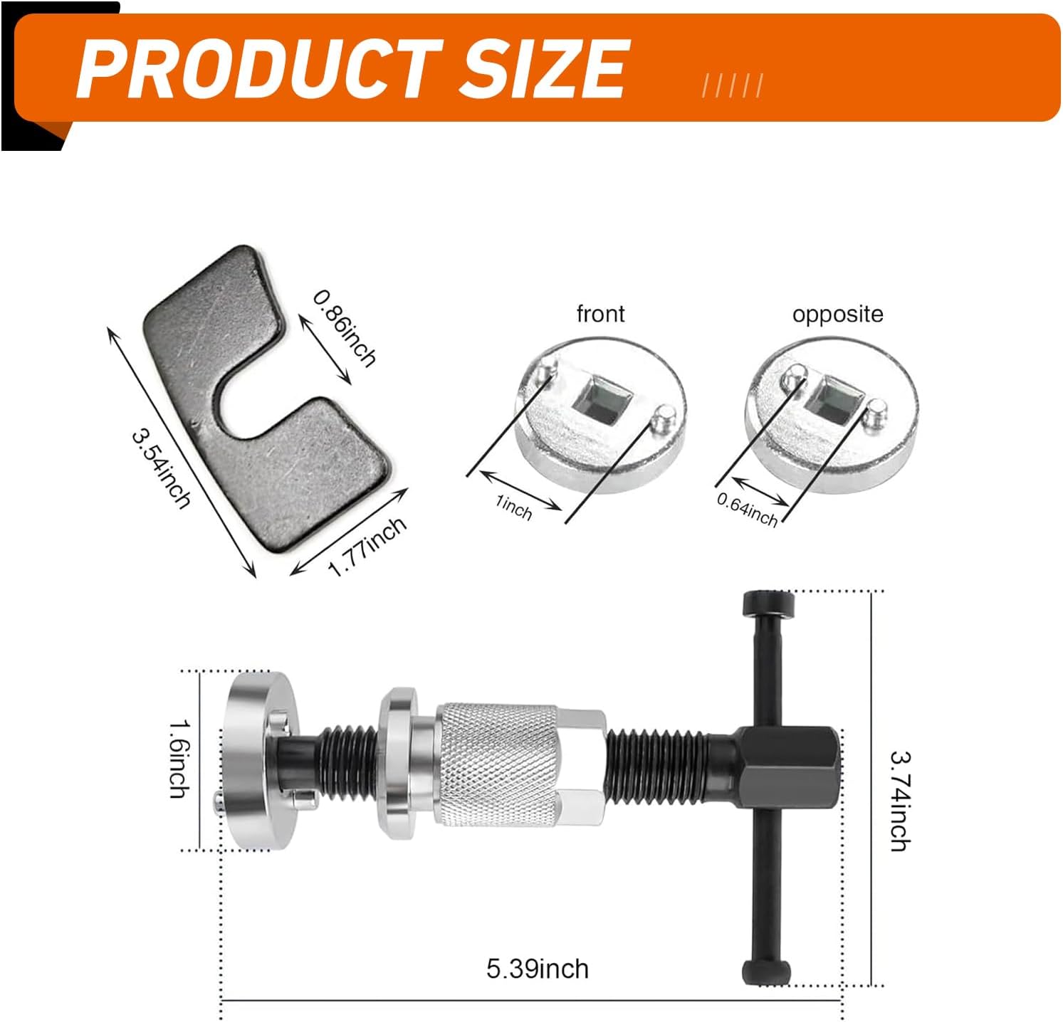 Brake Caliper Compression Tool Set, Car Disc Brake Caliper Piston Rewind Tool, Chrome-Plated Steel Brake Caliper Tool, Universal Rear Brake Pad Replacement Compression Tool