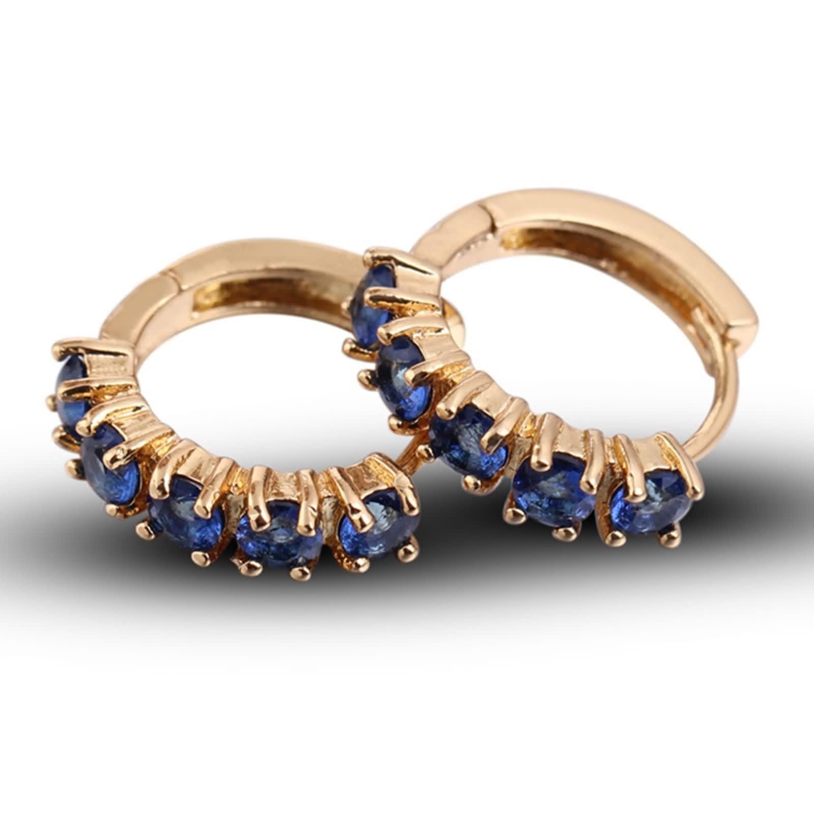Pendientes de aro para mujer, oro 750, elegantes pendientes para mujer, círculo con moissanita, zafiro creado, para boda, oro amarillo