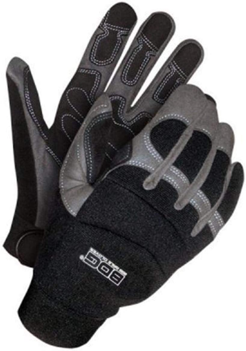 Bob Dale 20-1-10003-L Performance Rope/Rescue Glove with Synthetic Leather Palm, Large, Black