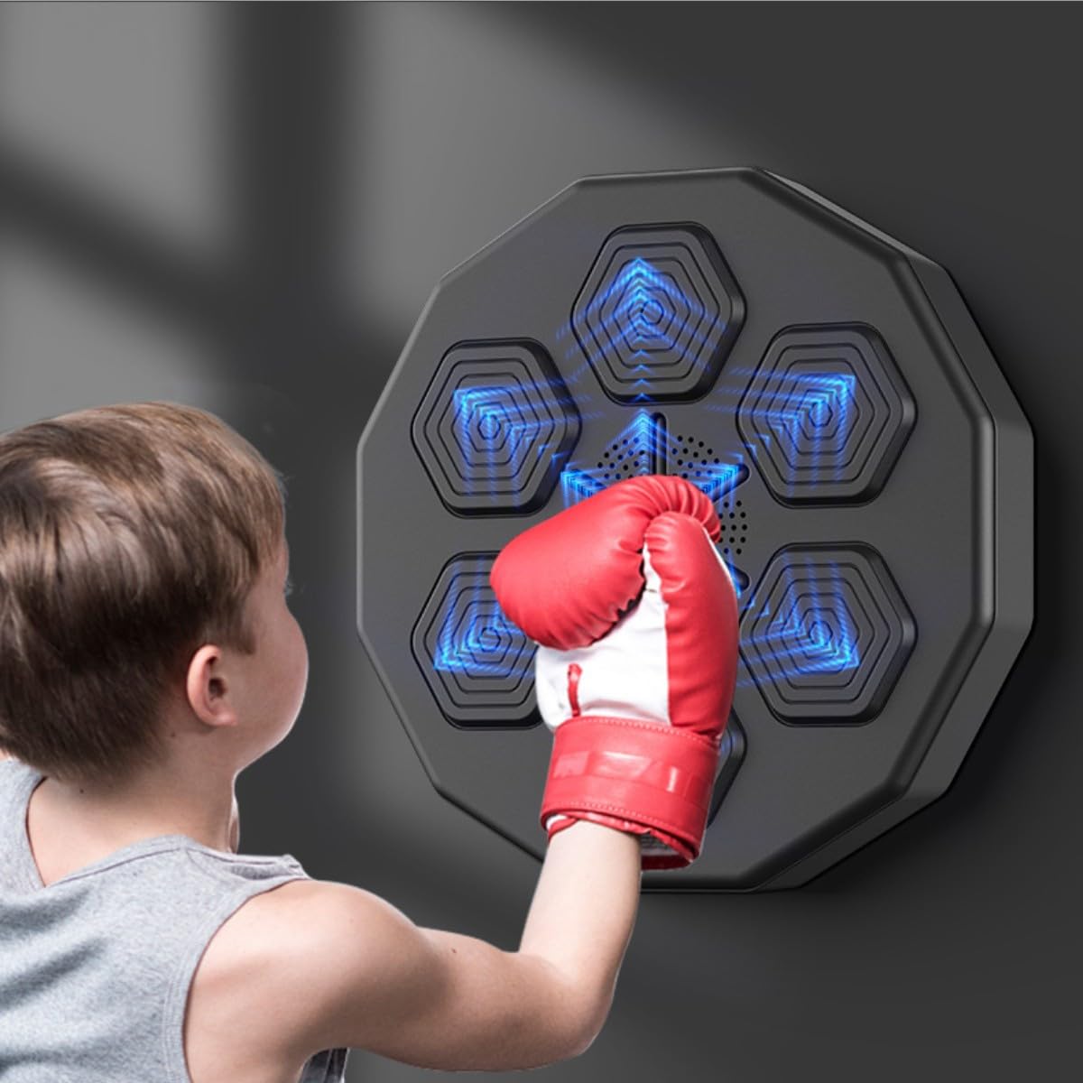 Macchina da boxe musicale, da parete, con LED elettronica, attrezzatura per allenamento di boxe intelligente, ricarica USB, per adulti e allenamento di boxe, attrezzatura portatile per la boxe