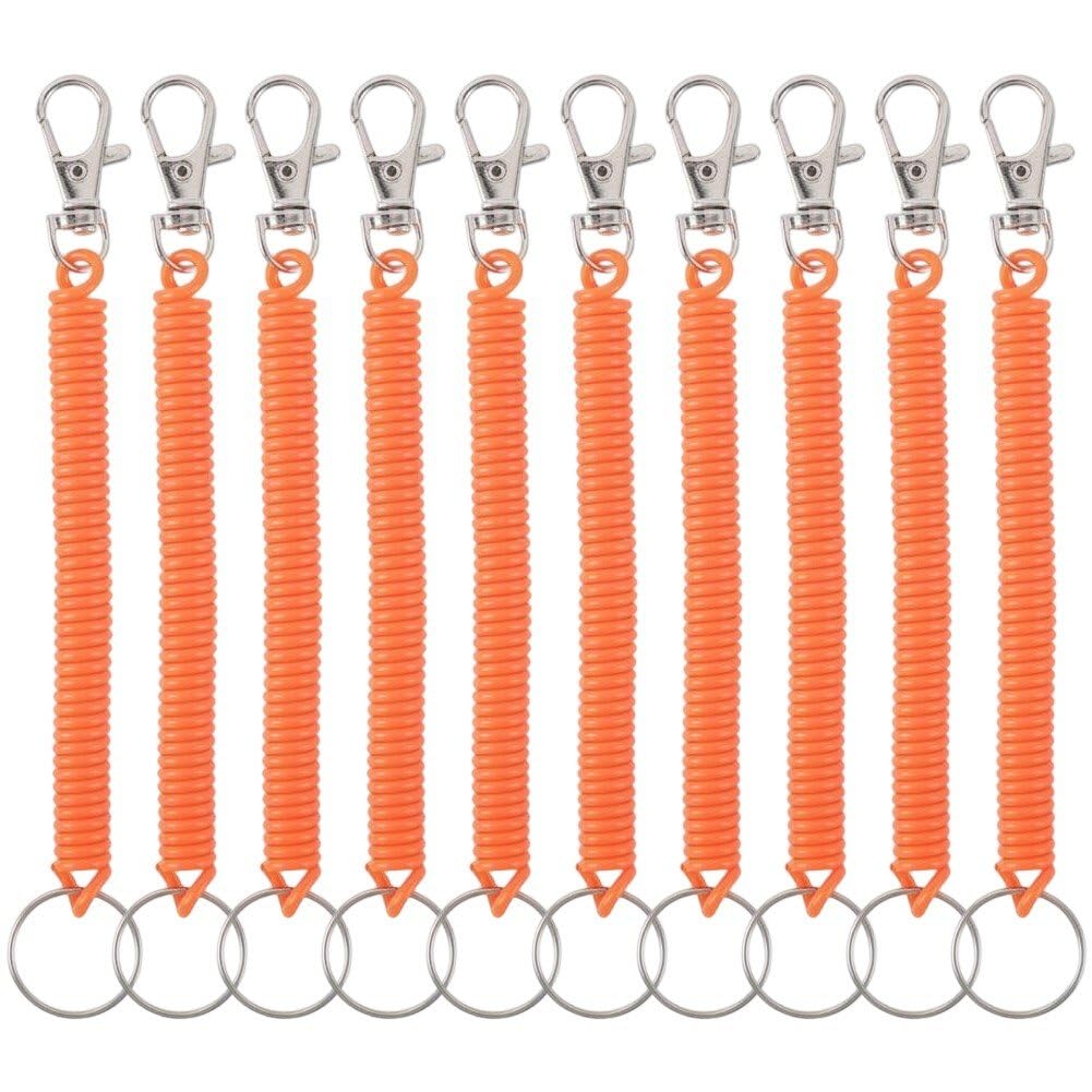 Sslvya 10 Pcs Retractable Spring Coil Keychain, Coiled Lanyard with Keyring Lobster Clasp for Wallet Chain, Purse, Keys, Cellphone