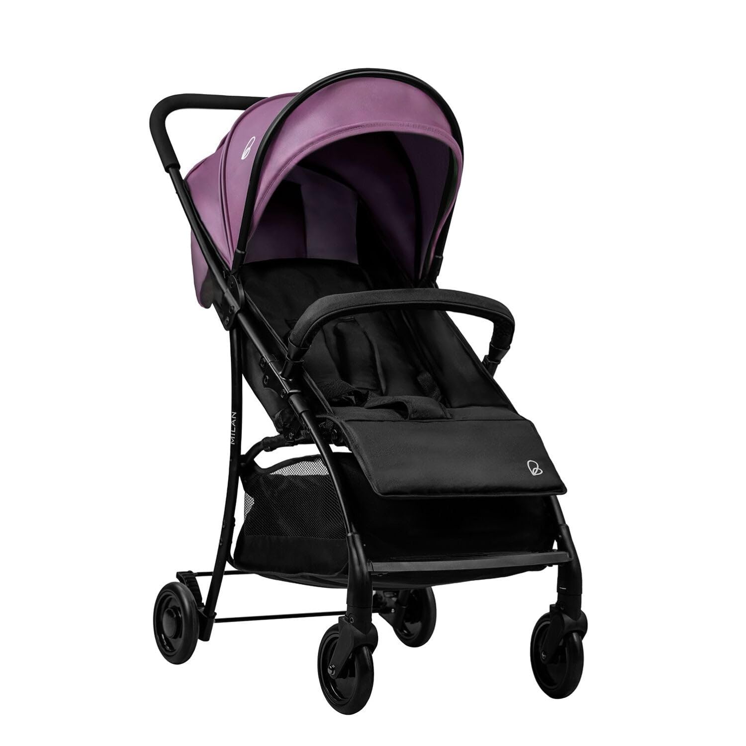Asalvo MILÁN Silla de Paseo Ultraligera para bebé, Carrito de paseo, Respaldo Reclinable, Cochecito urbano, Arnés 5 Puntos, SPF50+, Capota con Ventana, Manejable, Máxima Seguridad, Hasta 15 kg, Morado