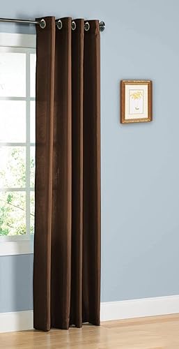 Miniatura 25 de 1 cortina de seda sintética para ventana, panel sólido de 55 x 63 pulgadas, 84 pulgadas, 95 pulgadas y 108 pulgadas de largo, ojales de bronce