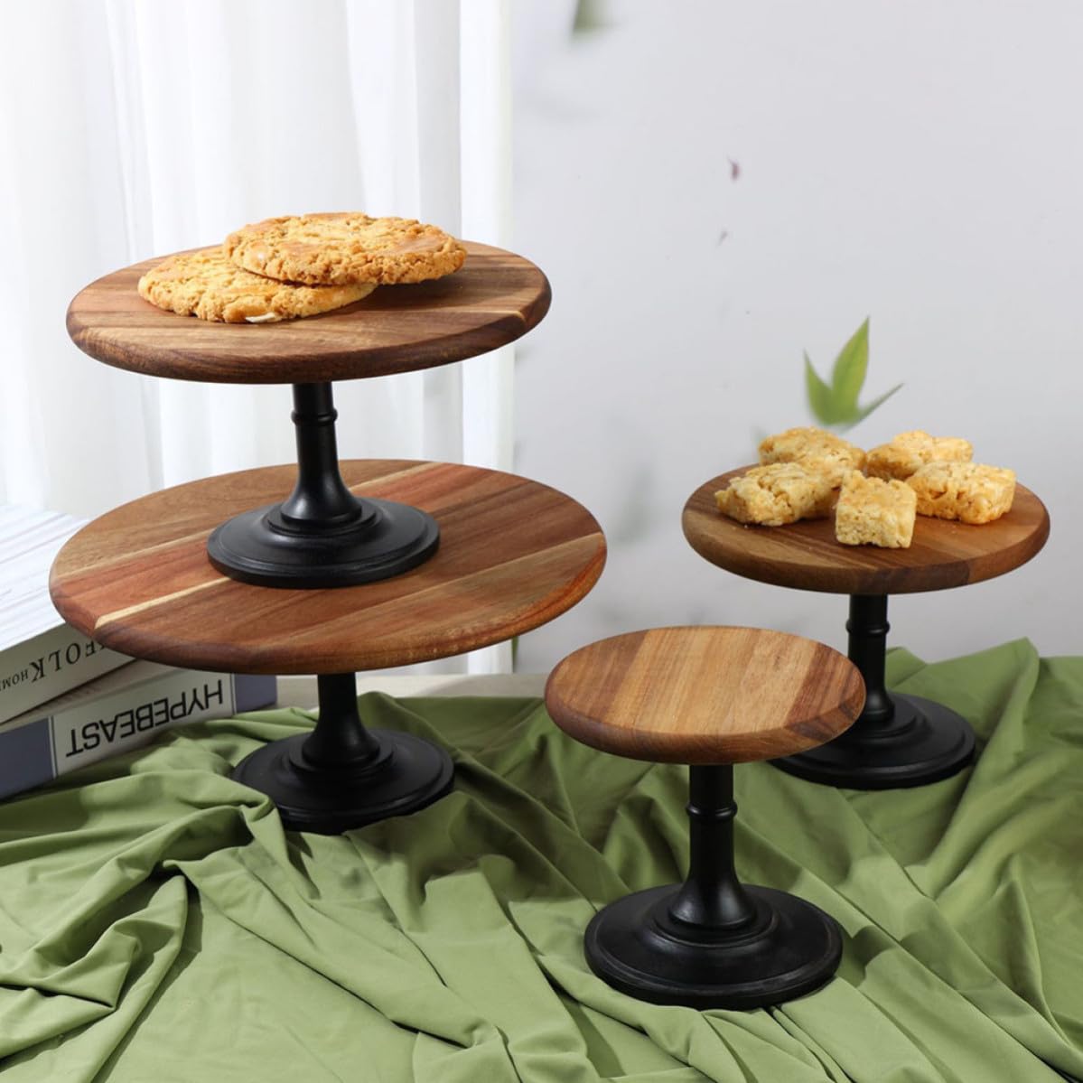 Soporte para Cupcakes de Madera Patas, Plato Redondo de Pie