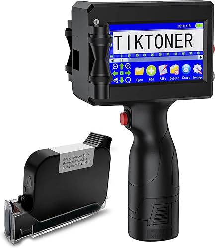 TIKTONER 127T1 Handheld Inkjet Printer 43 Inch LED Touch Screen Quick-Drying Inkjet Coding Machine for Barcode Batch Number Code Date Label Logo