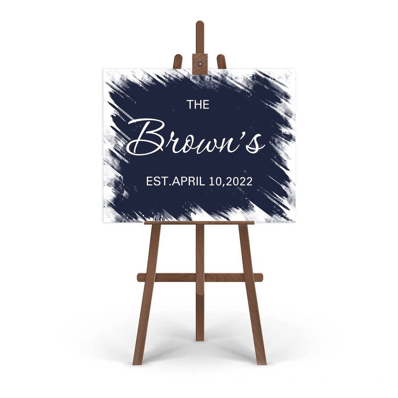 Edytowalny minimalistyczny znak ślubny spersonalizowany kaligrafia znak powitalny wykonany na zamówienie dowolne imię 'Welcome to Our Wedding Sign' / recepcja znak 45 x 61 cm