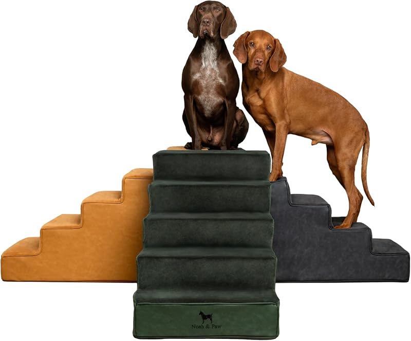 Escada para cães NOAH & PAW em couro vegano, 5 degraus, modelo ST-STA-LE-GR-5