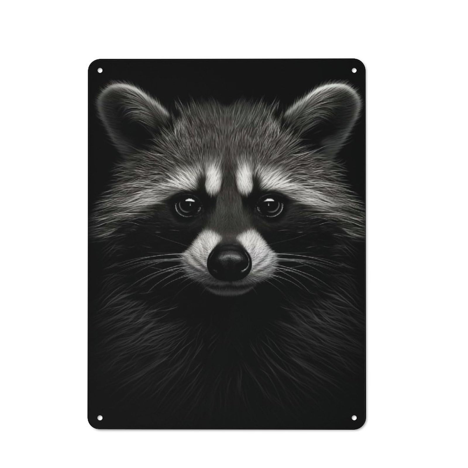 Junmoney Racoon Sketch Metal Wall Sign 40X30cm Featuring For Café Or Restaurant, A Decorative Metal Sign For Cafés And Restaurants