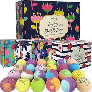 Bath Bombs for Women - 24 Natural and Organic Bath Bombs with Essential Oils and Moisturizing Shea Butter, BathBombs for Relaxation and Stress Relief - Bath Bomb Gift Set for Women, Girls, Wife & Kids