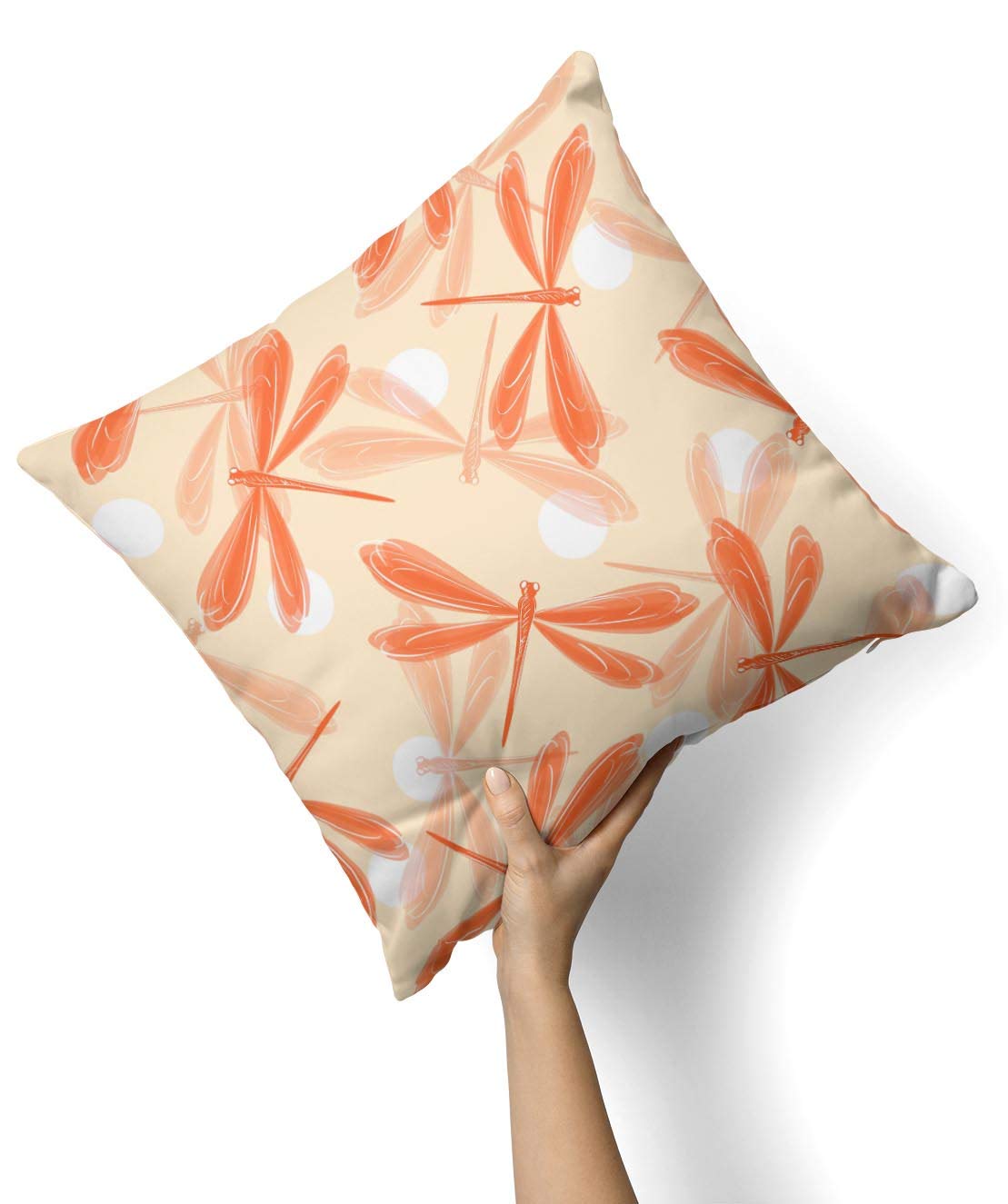 iiRov Coral Dragonfly - Custom Decorative Home Decor Indoor or Outdoor Throw Pillow Cover for Sofa, Bed or Couch Cushion (Pillow CASE Cover ONLY)