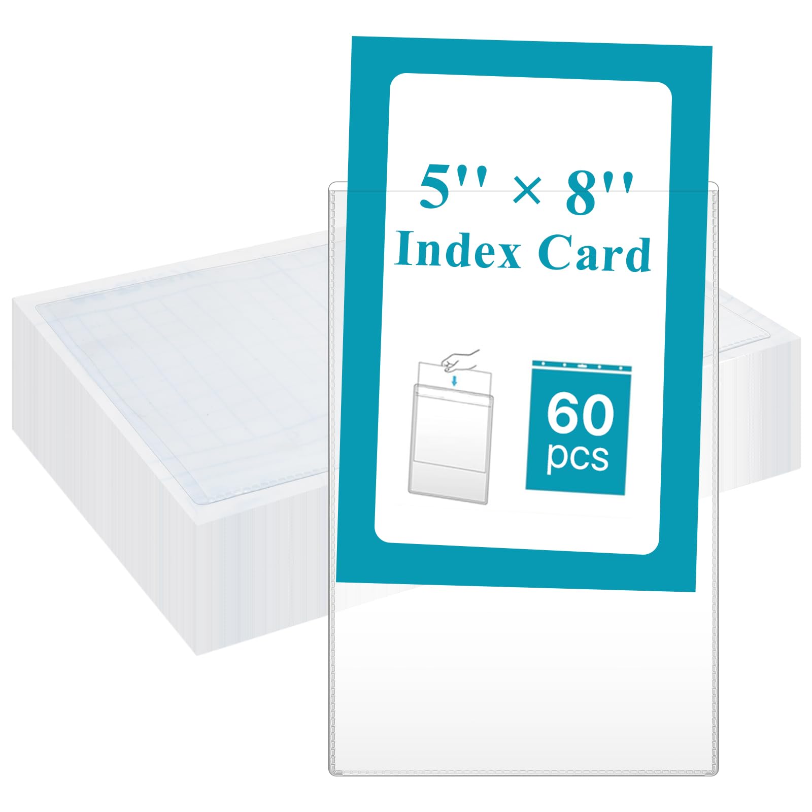 5x8 index card sleeves FACATH 5" x 8" Clear Photo for 6 Ring Binder, Storage, 50 Pcs Double-Sided Archival Photo Page Protectors, Top Loading Photo Sheet Protector for Photos, Postcards, Seed Packets Anti slip pads on the base prevent scratches on furniture 60-Pack Clear Index Card Pockets