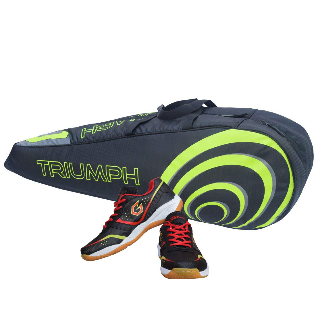 Badminton Shoe Smash Black Size-6 with Triumph Badminton Bag 304 Black/Lime-image-25