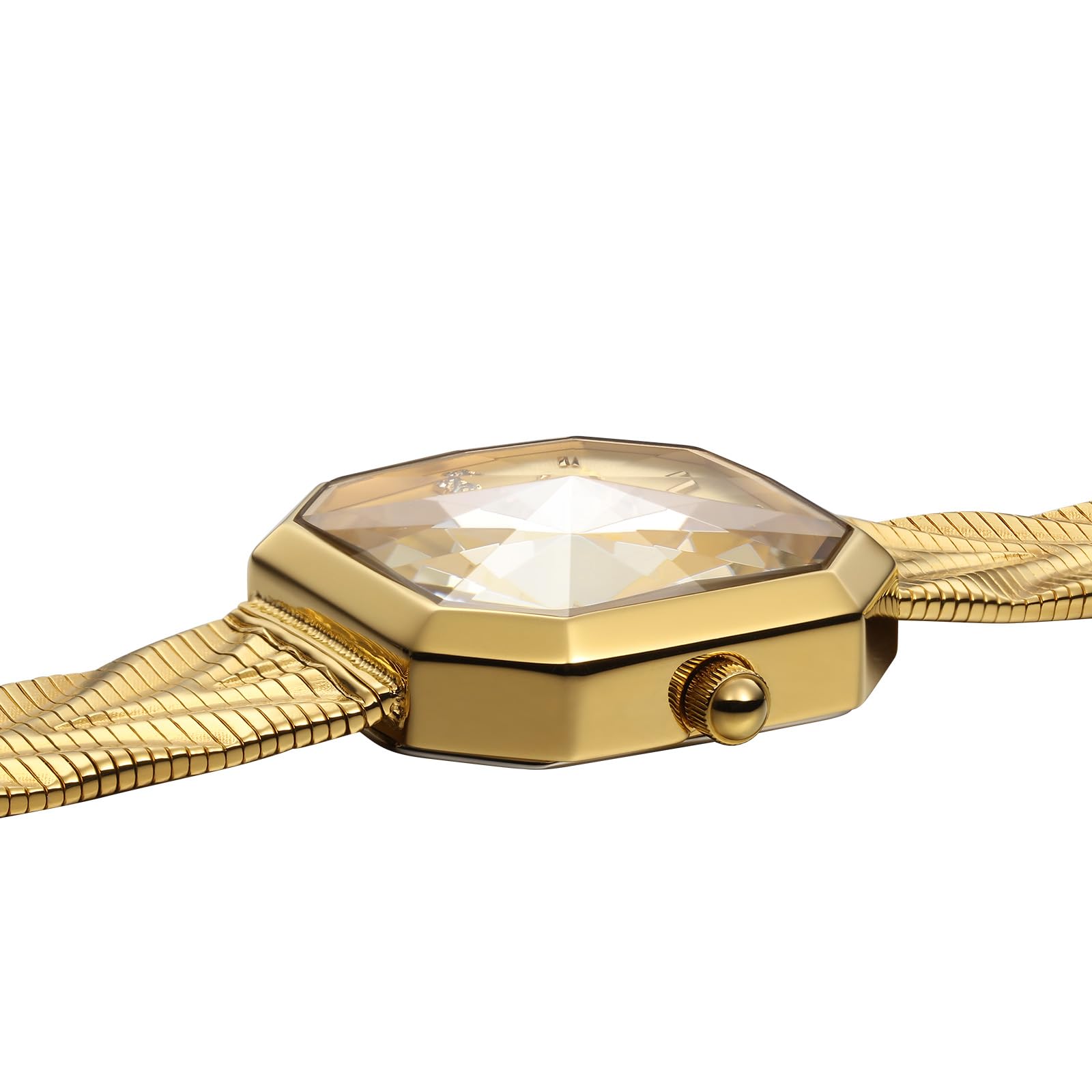 BERNY Reloj de Cuarzo Mujer Oro Esfera Cuadrada Irregular Resistente al Agua Pulsera de Moda