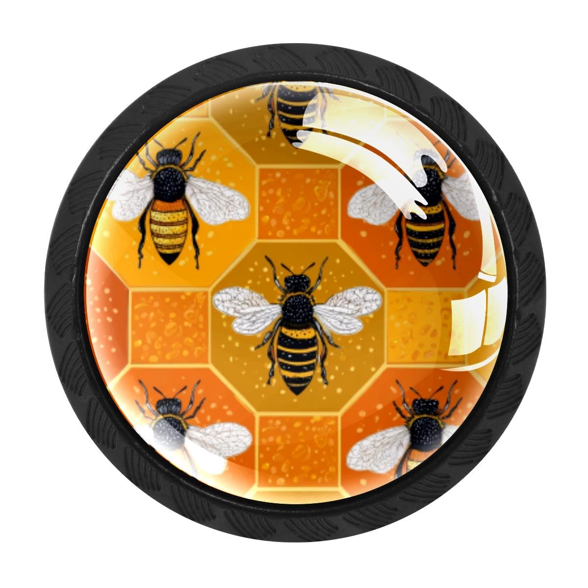 4 PCS Kitchen Cabinet Knobs, Honeycomb Bee Drawer Knobs Dresser Handles