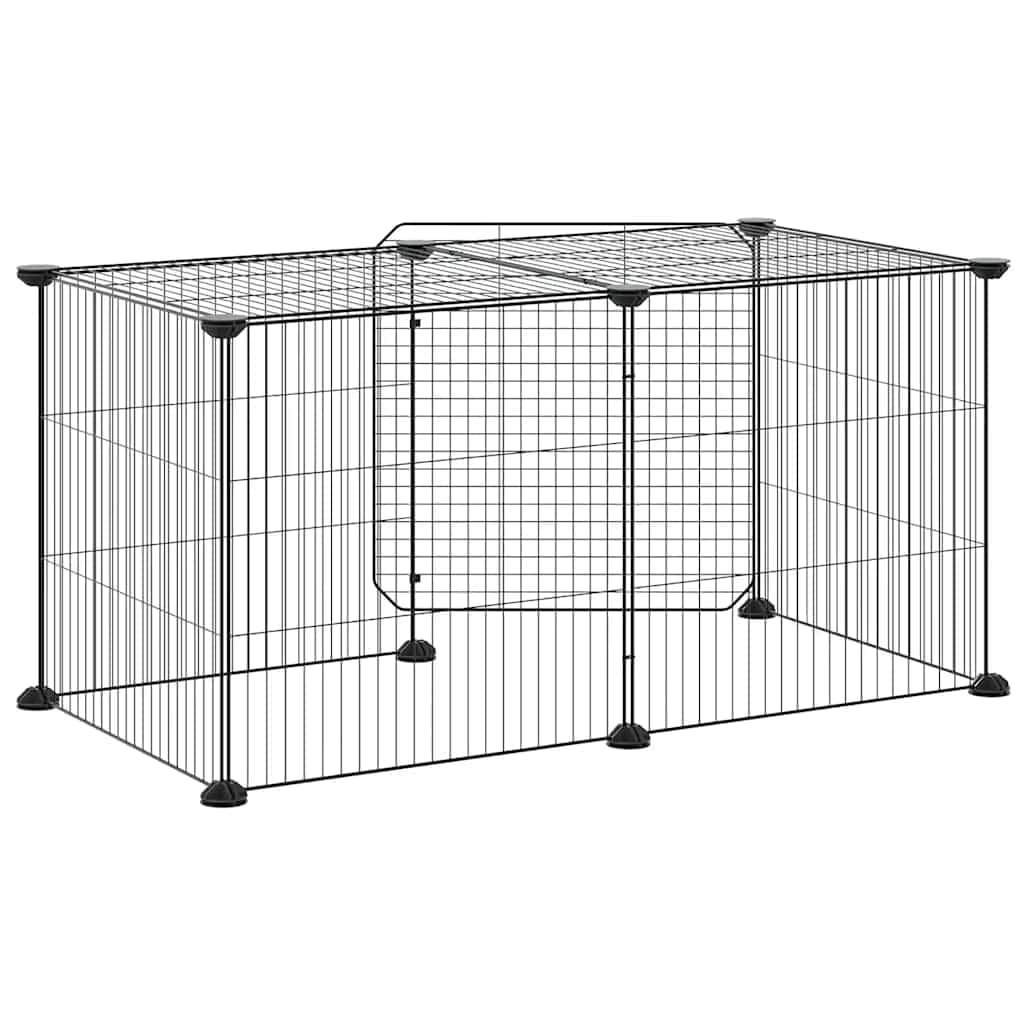 Jaula para mascotas de acero con recubrimiento en polvo, color negro, 35 x 35 cm, con puerta, para conejos, roedores, caño y uso interior y exterior