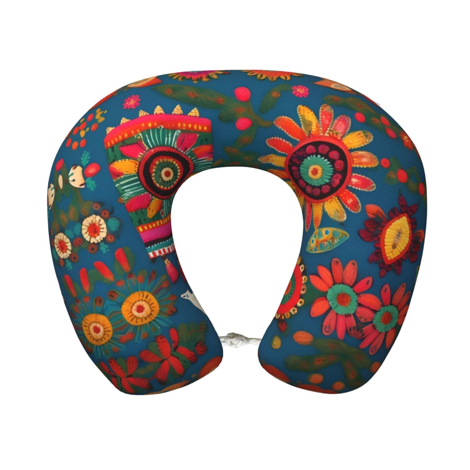 peiyeety Mexican Folk Art Boho Print Custom U-Shaped Pillow,Memory Foam Cervical Neck Travel Pillow,for Home,Camping,Travelling
