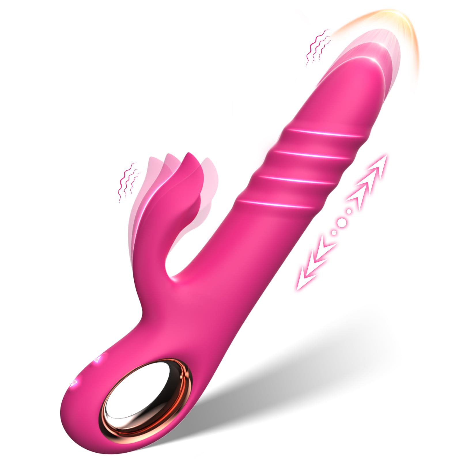 Vibrador de empuje, juguetes sexuales, consolador de punto G con 10 potentes vibraciones, 10 modos de empuje, consolador de conejo de silicona, estimulador de clítoris impermeable, juguete sexual para adultos para mujeres.