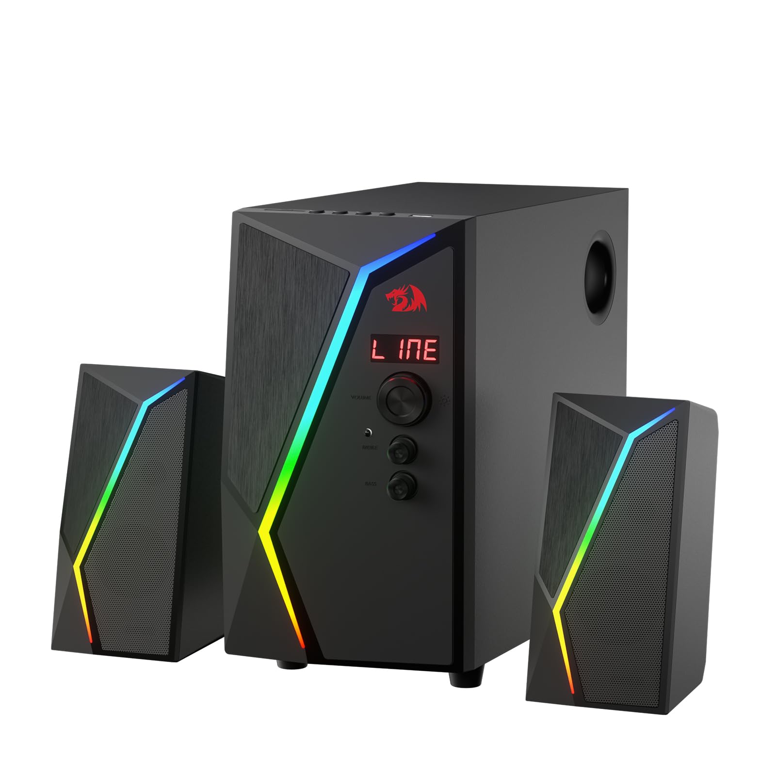Redragon GS520-PRO Haut-parleur de jeu 2.1 canaux Dynamic RGB w/EQ Mode BT/FM/USB/SD/AUX Noir