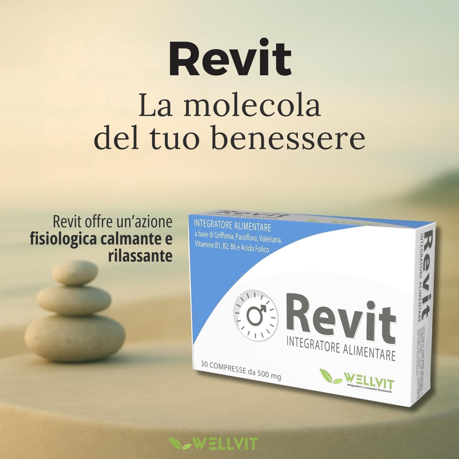 REVIT Integratore Utile Contro l' Ansia Stimola la produzione di Serotonina, l' Ormone del Benessere Completamente Naturale Prodotto in Italia
