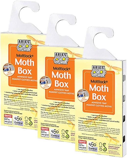 VALUE PACK of 3 Mottlock Moth Boxes from Aries  Best Catch Rates for Clothes Moths on the Market!