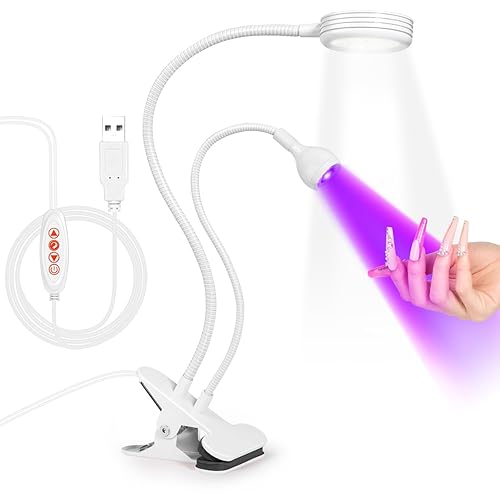 Miniatura 33 de AORAEM Lámpara LED UV para uñas: lámpara U V de cuello de cisne de doble cabeza para uñas de gel, luz LED de curación flash con 6 lupas para el Negro