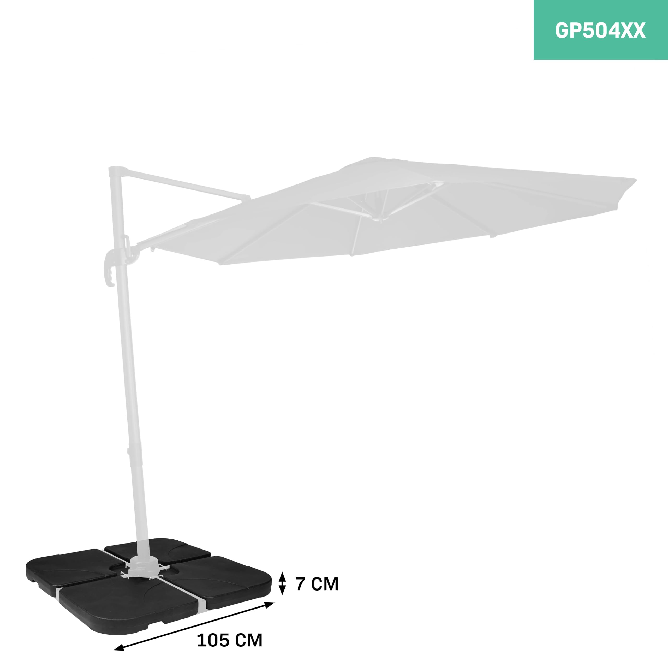 VONROC Sonnenschirmplatten Bardolino – Befüllbare Sonnenschirmplatten - 50x50 cm – Inhalt 15 l – 4 Stück für Ampelsonnenschirm