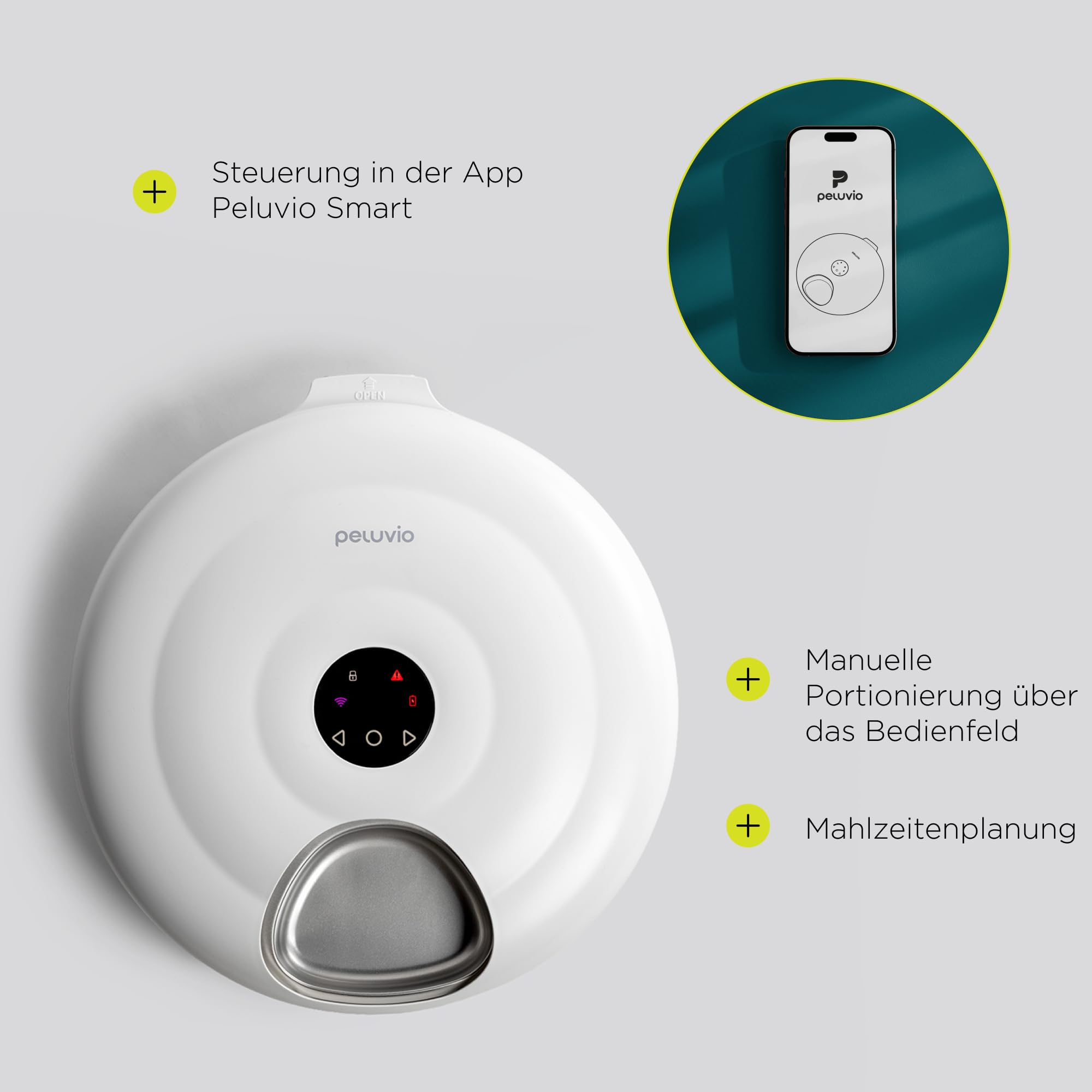 Nube Futterautomat Katze Nassfutter, Mit Kuehlung, Wi-Fi Smart App | Manuelle Steuerung, 6 Kammern Zu 150 ml, 4000 mAh Akku, Edelstahlschale, Anti-Jam, Panelsperre