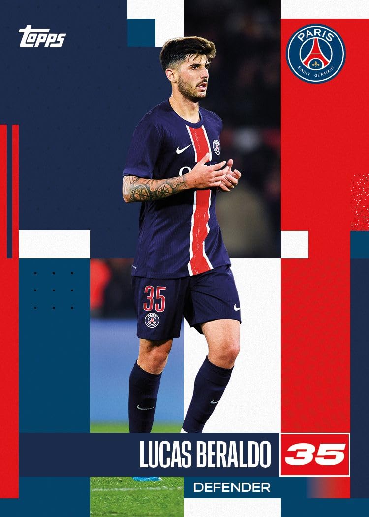 Topps Coffret équipe Paris Saint-Germain 2024/25 - 30 cartes par boîte, 1 autographe ou relique, 1 parallèle numéroté séquentiellement, 1 feuille statique