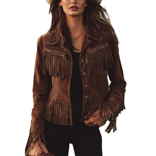 Fringe Jacket Women Faux Suede Vintage Cowgirl Style Tassel Button Up Long Sleeve Lapel Womens Western Jacket 2026