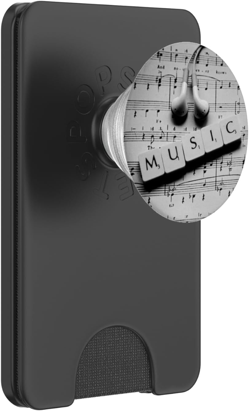 Funny Music Socket With Notes and Headphones for Music Lover PopSockets PopGrip: Swappable Grip for Phones & Tablets PopSockets PopWallet for MagSafe