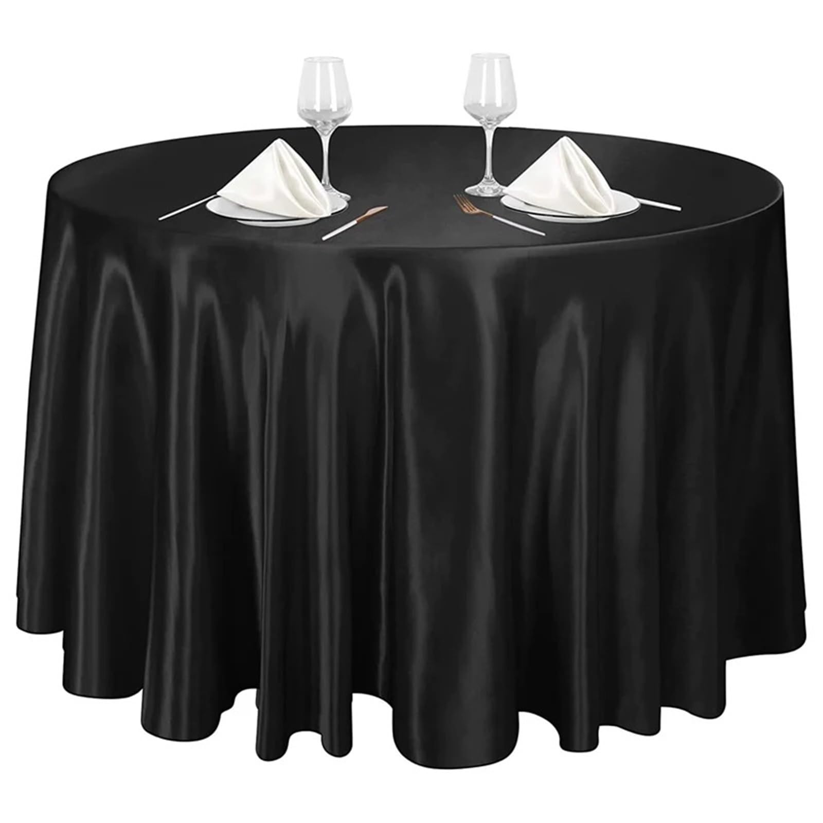 Nappe ronde jupe noire de 182cm pour table de banquet et mariage