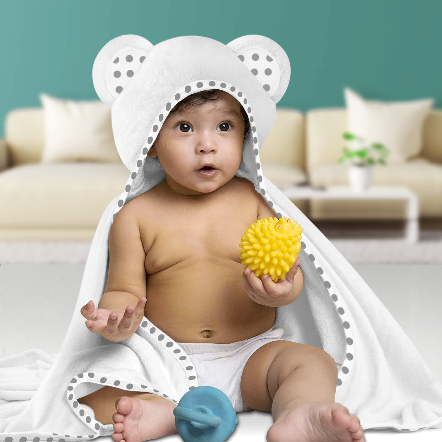 Juego de 2 toallas de bambú con capucha – Grandes, lujosas y superabsorbentes – 35 x 35 pulgadas – suaves y adecuadas para bebés, niños pequeños y niños – 400 GSM para niños y niñas
