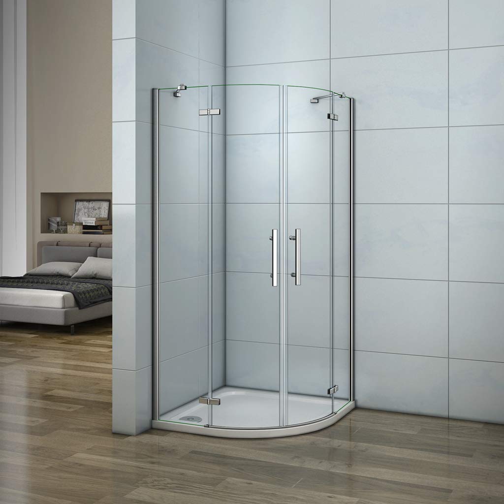 195cm Box Doccia Semicircolare 80x80cm 2 Porta Battente Vetro Barra piatto