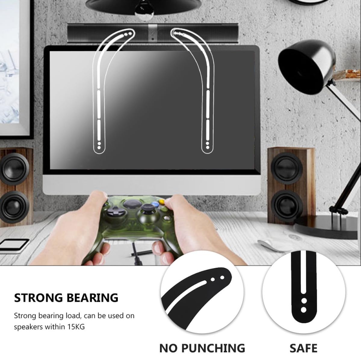 DOITOOL Support Mural pour Barre de Son et Écran 2 Pièces en Fer Charge Maximale 15 Kg Fixation sans Perçage