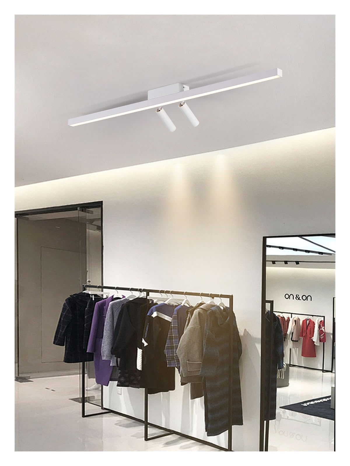 Plafonnier LED Nordique Blanc L150cm à Intensité Variable