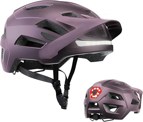 Miniatura 9 de Casco de bicicleta, cascos para adultos hombres, luces LED delanteras y traseras con certificación de seguridad, casco de bicicleta de carretera MTB