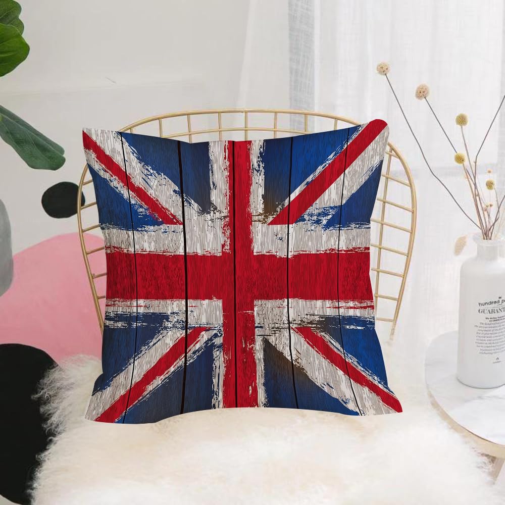 HYOSXW Cushion Cover,Throw Pillow Case Home Decorative for Living Room Bedroom Sofa Chair 16X16 Inch,National flag, old, wooden board, UK, rice flag, British flag,Pillowcase 40X40cm