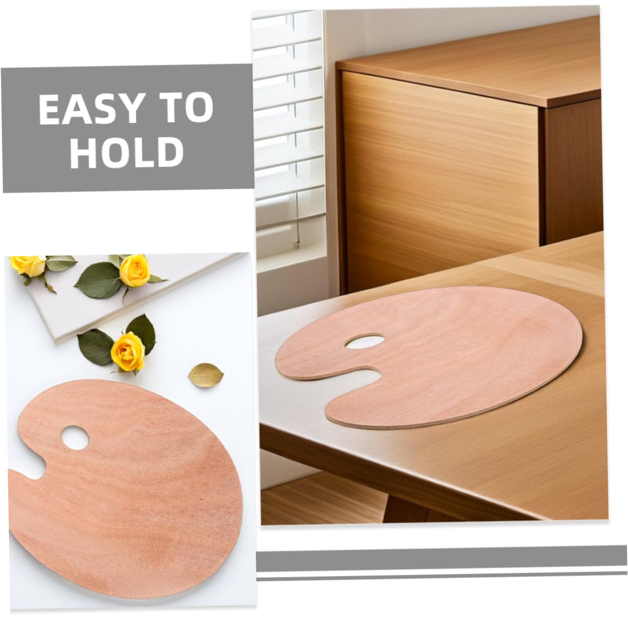 Sewroro 2stücke Holzpalette Oval für Malen Mischen von Ölfarben und Aquarell Malpalette mit Daumenloch für Künstler und Bastelprojekte