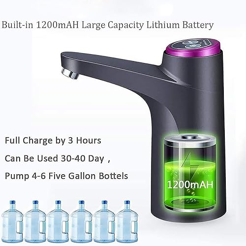 Miniatura 2 de Dispensador de agua potable portátil recargable eléctrico para botella de 5 galones, bomba de agua cuantitativa de 20.3 fl oz, bomba de botella