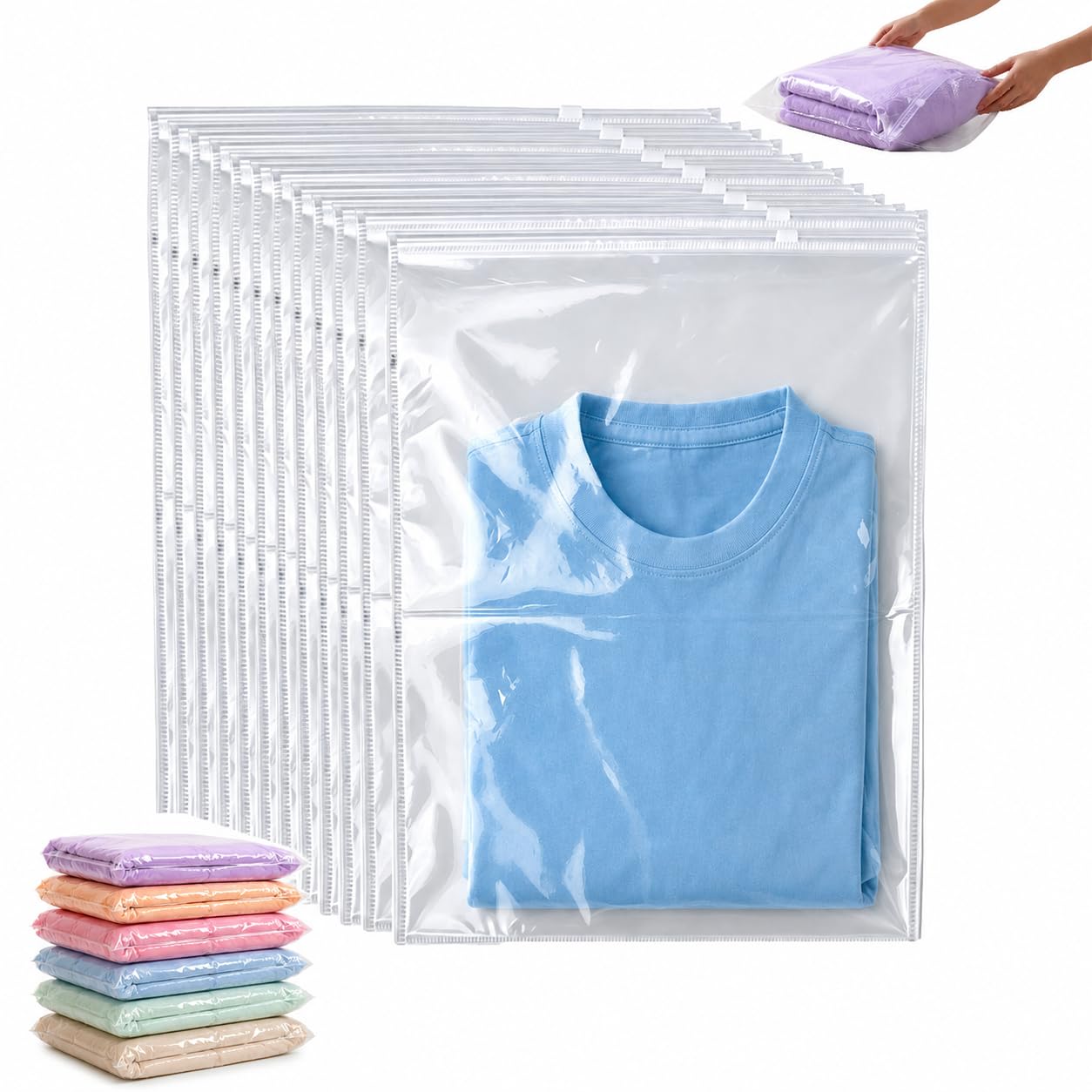 10PCS Large Zip Lock Bags 40x60cm, Clear Storage Bags for Clothes