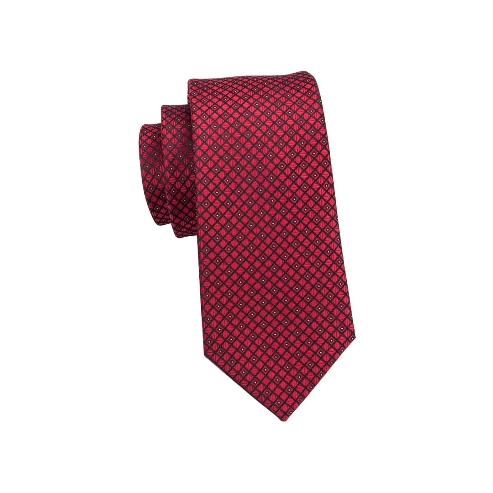 Corbatas para Hombres Corbata para Hombre Corbata a Cuadros de Seda roja Gemelos para Boda Conjunto de Negocios (como se Muestra Talla única)