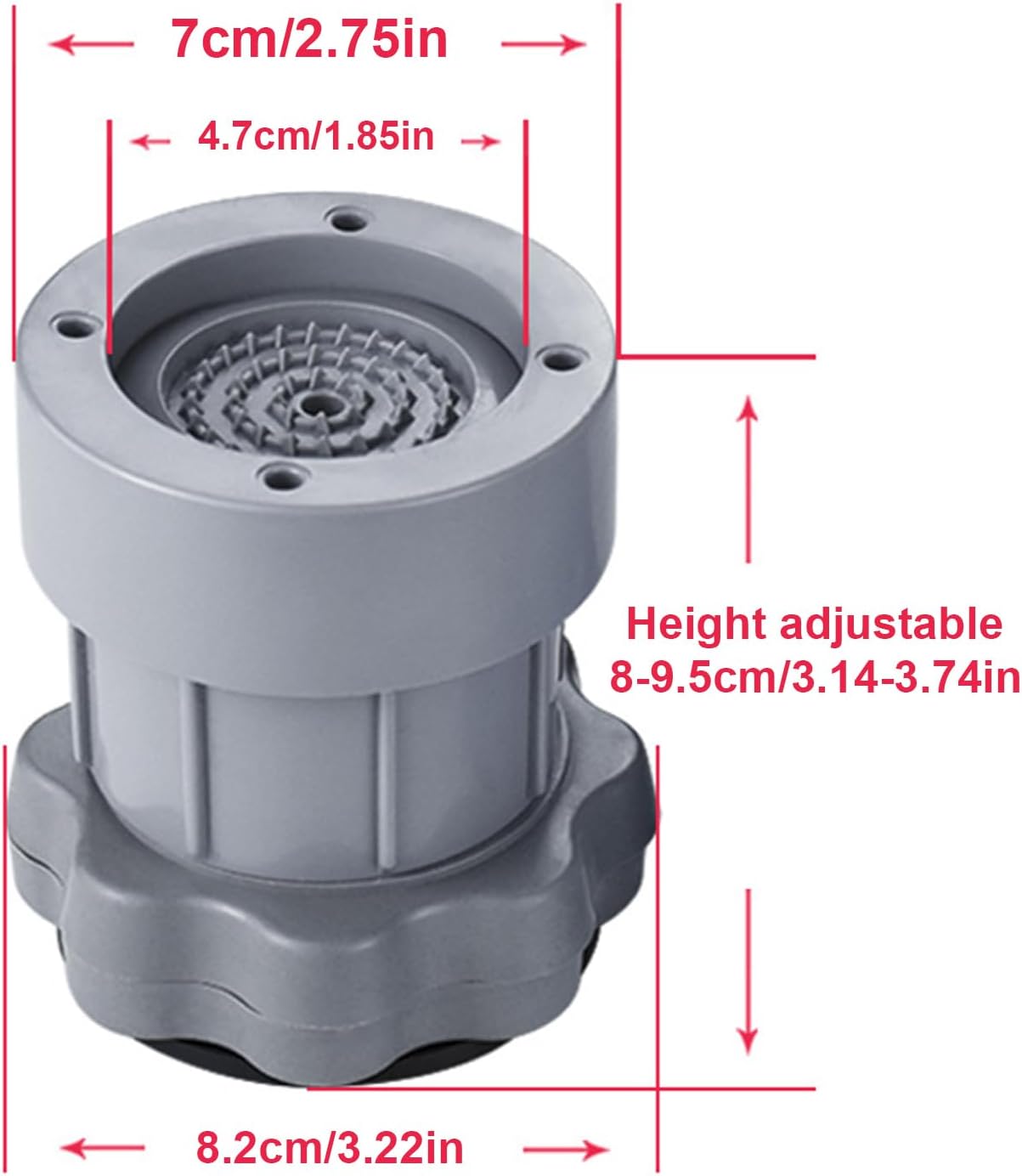 Anti Vibration Pads for Washing Machine – 4 Pack Adjustable 8-9.5cm Height | TPU Rubber Shock Absorbing Feet | Universal Non-Slip Support for Washer Dryer Sofa Furniture and Home Appliance Use