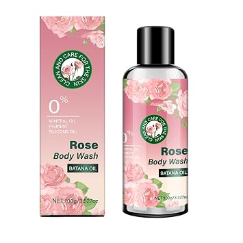 renvena Batana Oil Foaming Body Wash Rose Hydrating Shower Gel, 100ml, Light Aroma, Nourishing Cleanse Pink One Size