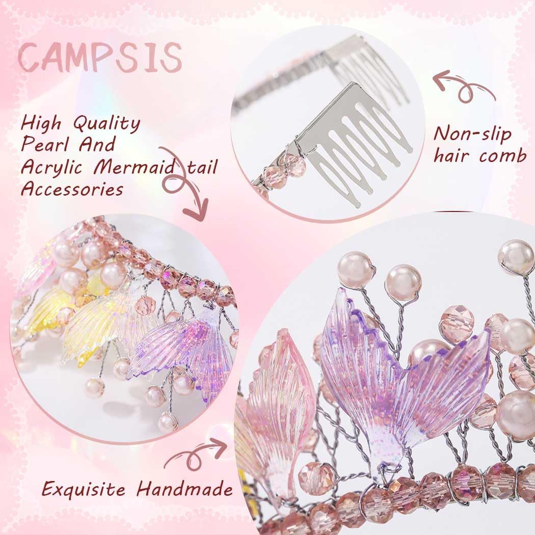 Campsis Mermaid Headpiece Beach Crown Headband Wedding Hair Accessoried for Women - Image 6